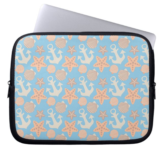 Pastel Nautical Pattern Laptop Sleeve (Front)