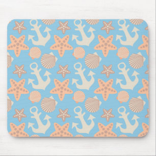 Pastel Nautical Pattern Mouse Pad