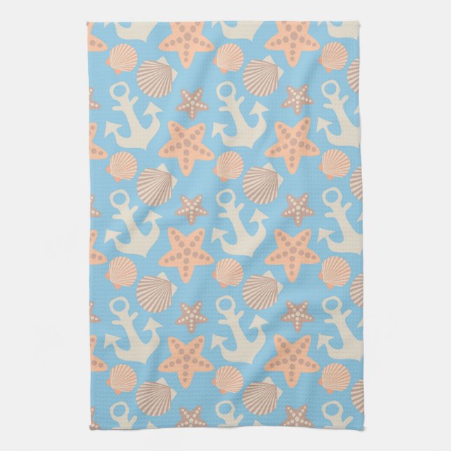 Pastel Nautical Pattern Tea Towel (Vertical)