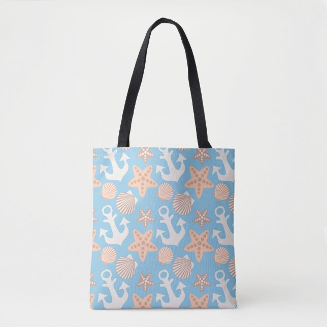 Pastel Nautical Pattern Tote Bag (Front)