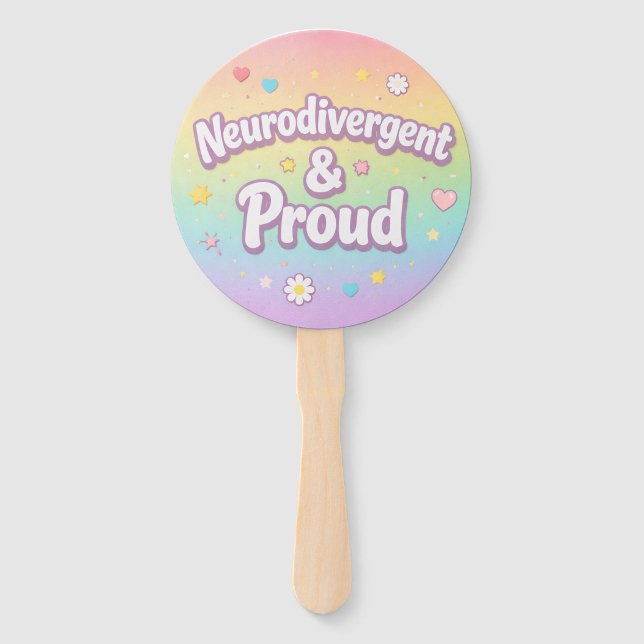 Pastel Neurodivergent & Proud Party Fan (Front)