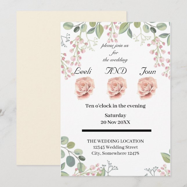 pastel neutral colours invitation (Front/Back)