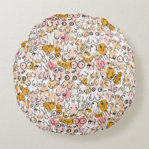 pastel neutral pattern round cushion