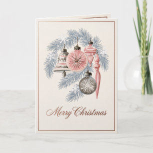 Pastel Nostalgia: Mid-Century Glass Ornaments Holiday Card