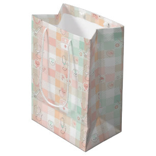 Pastel Nurse Life Chequered Pattern Medium Gift Bag