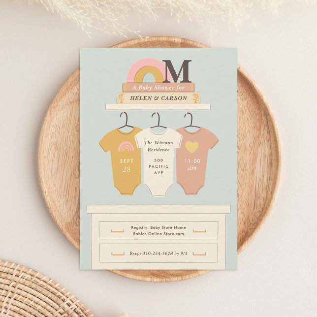 Pastel Nursery Baby Clothes Illustrate Baby Shower Invitation (Creator Uploaded)