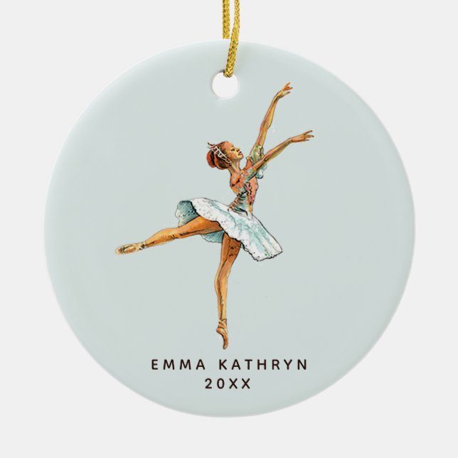 Pastel Nutcracker Ballet Personalised Ballerina Ceramic Ornament (Front)