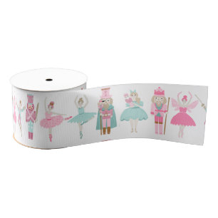 Pastel Nutcracker Ballet Pink Christmas Ribbon Grosgrain Ribbon
