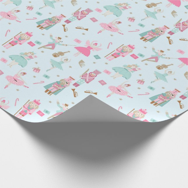 Pastel Nutcracker Ballet Pink Wrapping Paper (Corner)