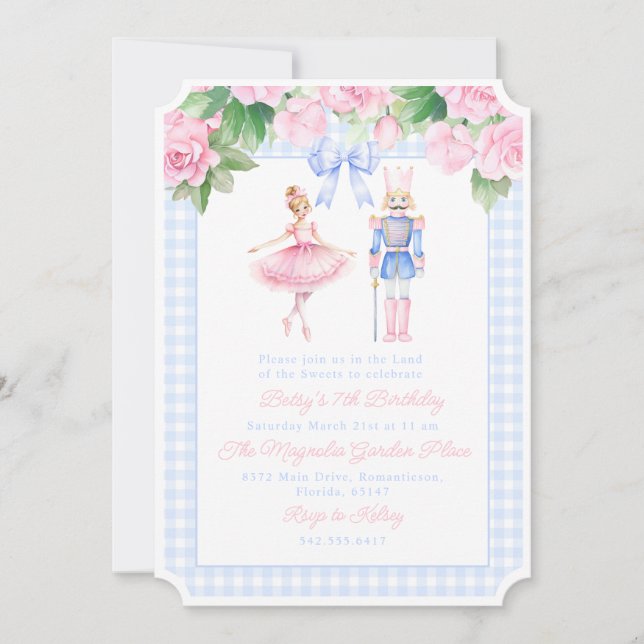 Pastel Nutcracker Christmas Birthday Party Invitation (Front)