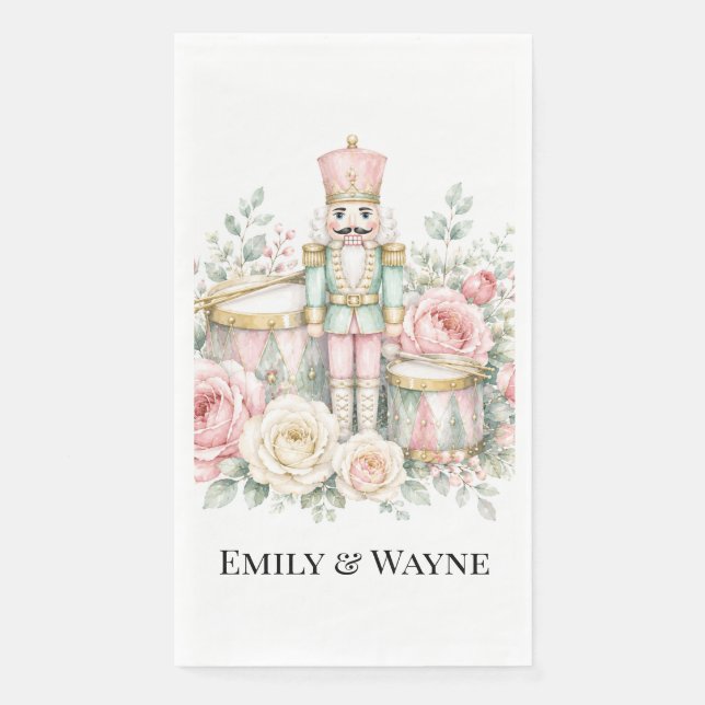 Pastel Nutcracker Christmas Wedding Napkin (Front)