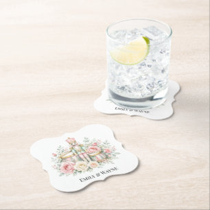 Pastel Nutcracker Christmas Wedding Paper Coaster