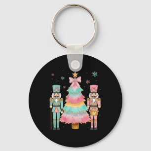 Pastel Nutcracker Soldier Pink Bow Christmas Tree  Key Ring
