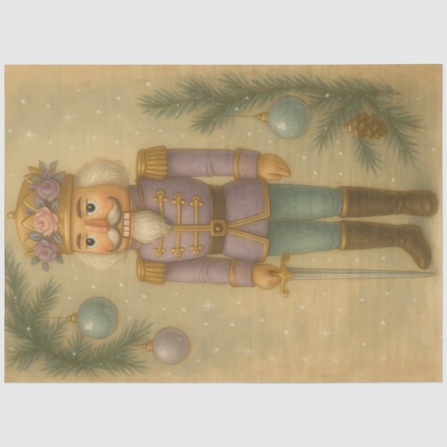 Pastel Nutcracker Vintage Christmas Decoupage Tissue Paper (Front)