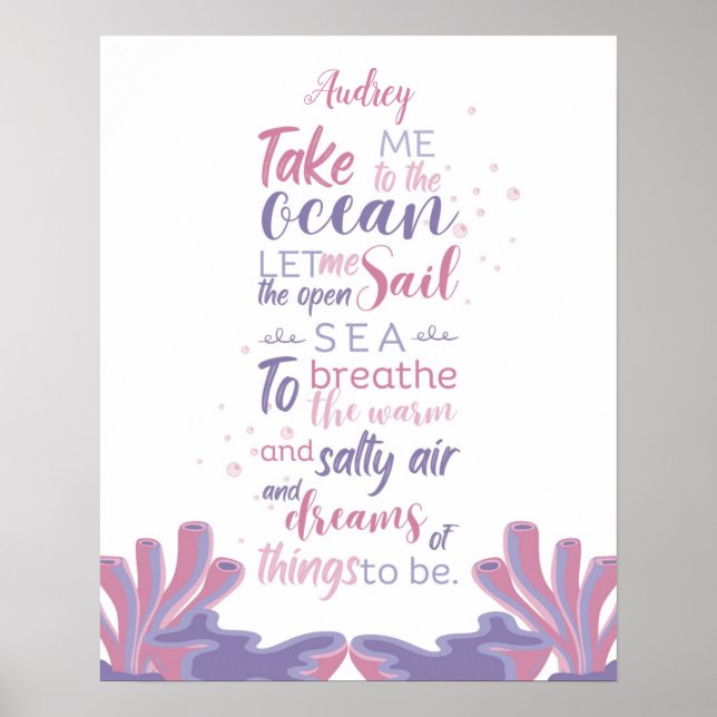 Pastel ocean Dreams Quote Customisable Poster (Front)