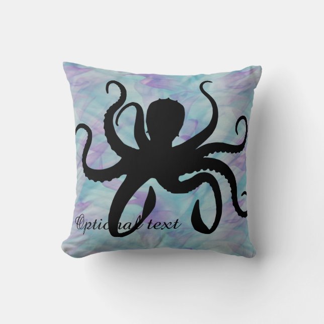 Pastel Ocean Octopus Silhouette Throw Pillow (Front)
