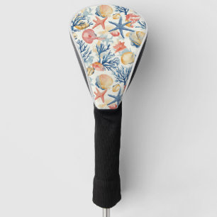 Pastel Ocean Shells with Delicate Coral Twigs Golf Head Cover
