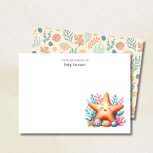 Pastel Ocean Starfish Custom Name Nursery  Card