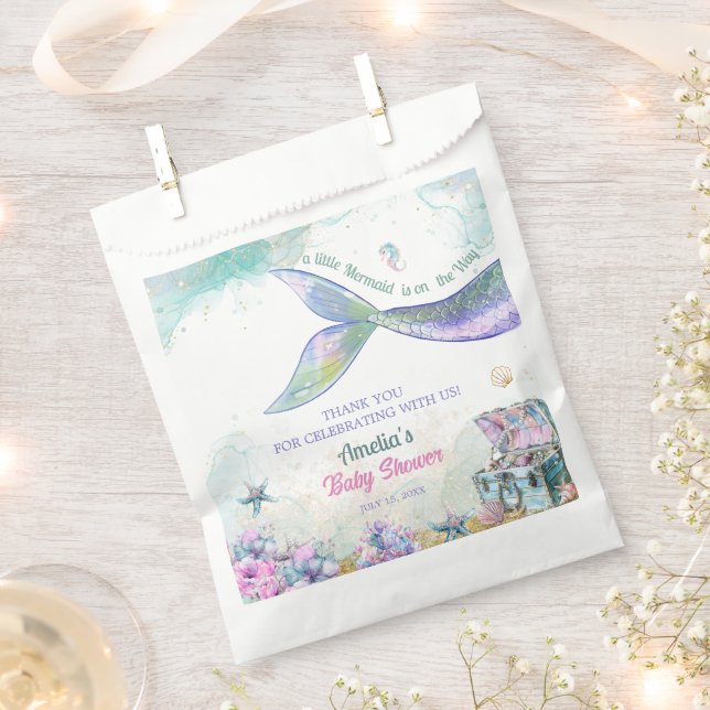 Pastel Ocean Treasure Mermaid Girl Favour Bag (Clipped)