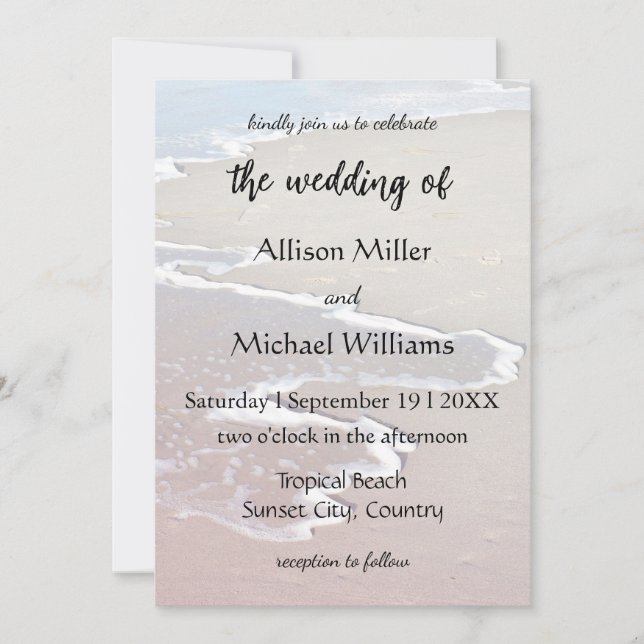Pastel Ocean Waves Beach Wedding Invitation (Front)