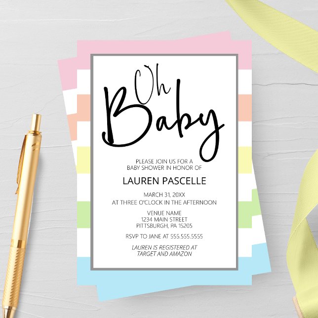 Pastel Oh Baby, Baby Shower Invitation (Creator Uploaded)