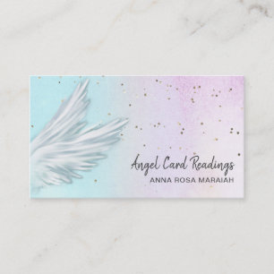 *~* Pastel Ombre Angel Wings Starry Rainbow Business Card