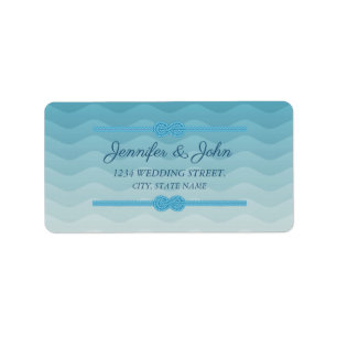 Pastel Ombre blue Wave Wedding Return Address Label