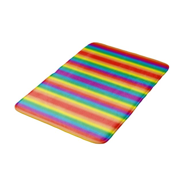 Pastel Ombre Gay LGBT Pride Rainbow Flag Bath Mat (Angled)