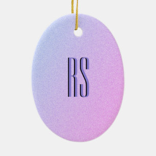 Pastel Ombre Glitter Monogram Ceramic Tree Decoration