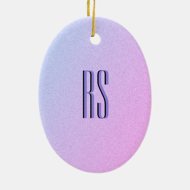 Pastel Ombre Glitter Monogram Ceramic Tree Decoration (Back)