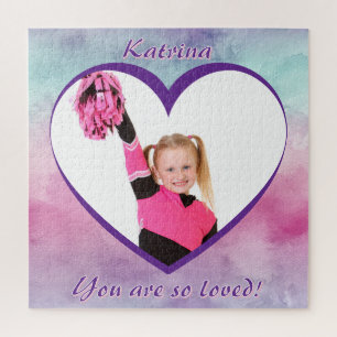 Pastel Ombre Heart Photo You Are So Loved Jigsaw Puzzle