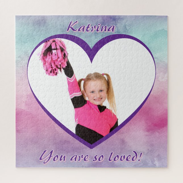 Pastel Ombre Heart Photo You Are So Loved Jigsaw Puzzle (Vertical)
