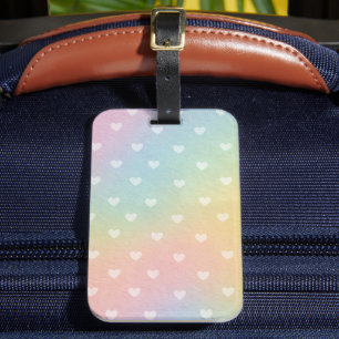 Pastel Ombre Hearts Pattern Luggage Tag