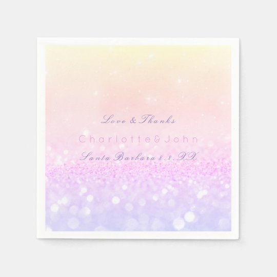 Pastel Ombre Pink Purple Sparkly Glitter Delicate Disposable Napkin