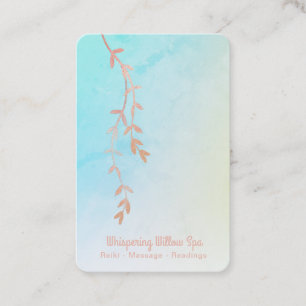 *~*  Pastel Ombre Rose Gold Willow Tree Branch Business Card