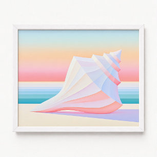 Pastel Ombre Stripes Conch Shell Poster