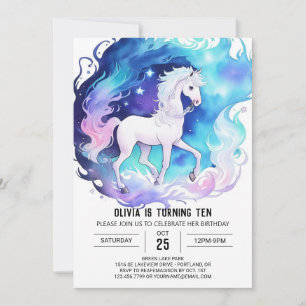 Pastel Online Horse Birthday Invitation