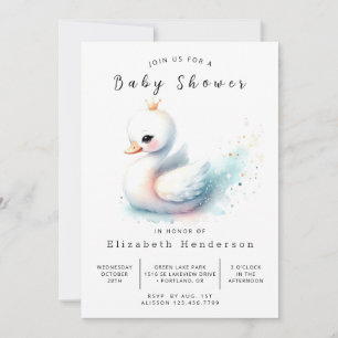Pastel Online Swan Baby Shower Invitation