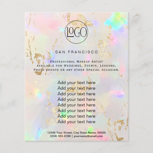 pastel opal FAUX holograph Flyer (Front)