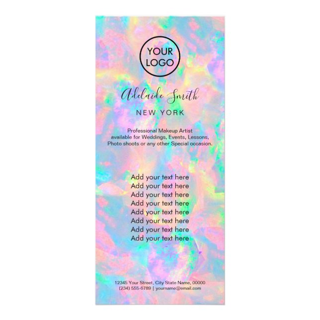 pastel opal price list rack card (Front)