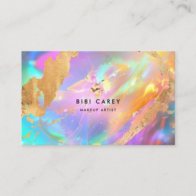 pastel opal stone faux Gold Foil Paint Business Card (Front)