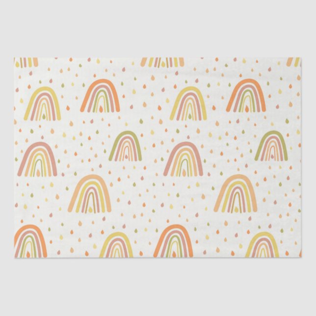 Pastel Orange and Yellow Boho Rainbows  Pattern  Tissue Paper (Front)