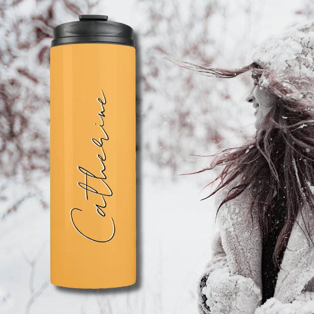 Pastel Orange Black Elegant Minimal Customised Thermal Tumbler (Creator Uploaded)