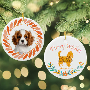 Pastel Orange Cavalier King Charles Spaniel Ceramic Ornament