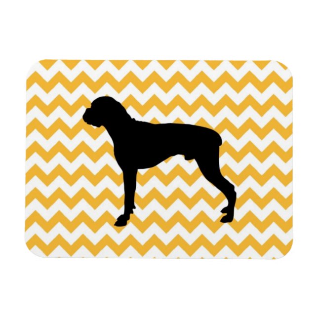 Pastel Orange Chevron With Boxer Silhouette Magnet (Horizontal)