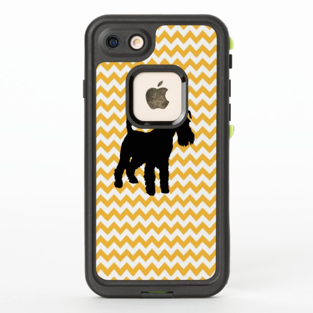 Pastel Orange Chevron With Schnauzer LifeProof iPhone Case (Back)