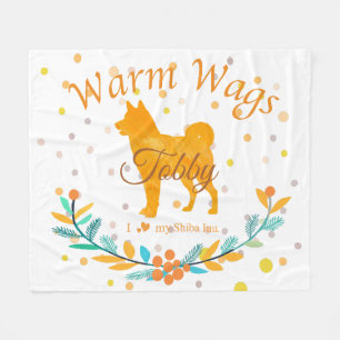 Pastel Orange Christmas - Shiba Inu Custom Fleece Blanket