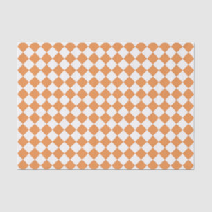 Pastel Orange Diamond Chequerboard pattern Tissue Paper