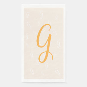 Pastel Orange Elegant Duplicate Monogram Linen Napkin