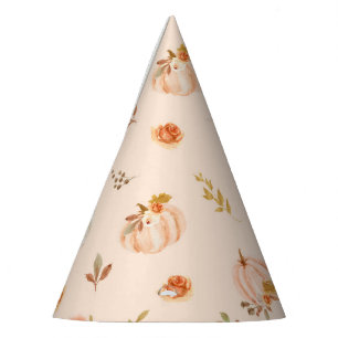 Pastel orange fall little pumpkin birthday party hat